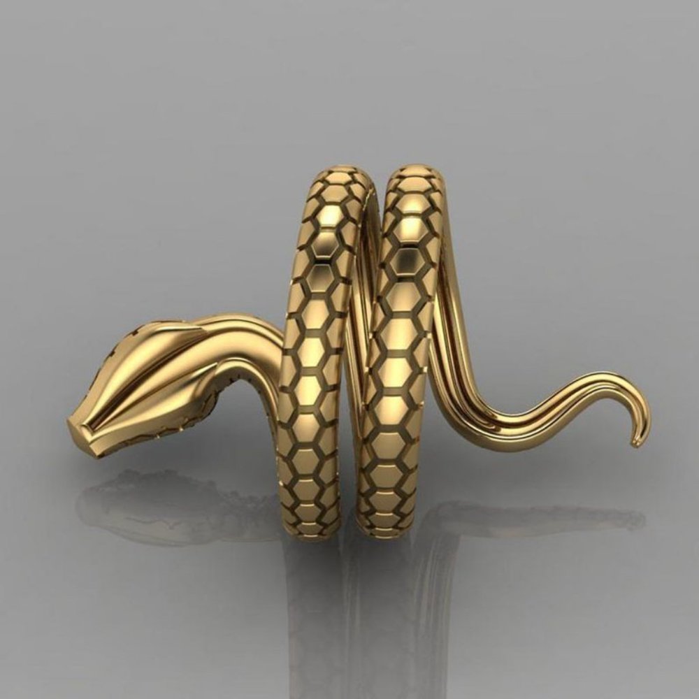 NEW Vintage Gold Blue Sapphire Diamond Snake Serpent Ring - Picture 6 of 7